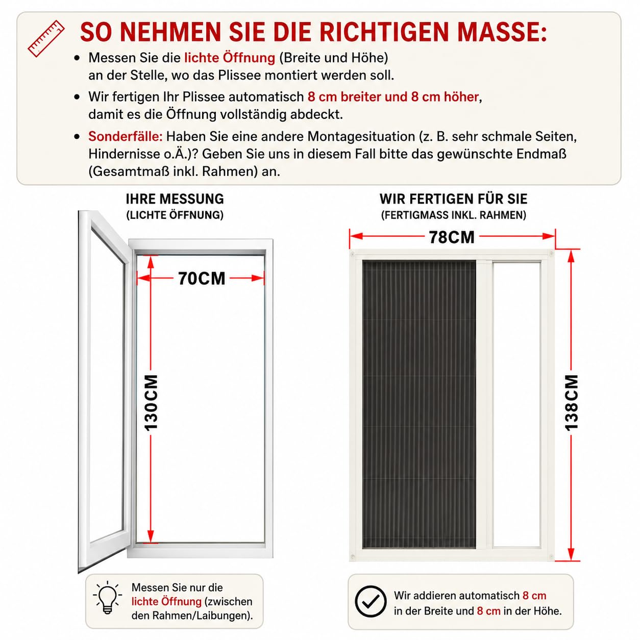 Plissee Fliegengitter nach Maß | Individuell konfigurierbarer Insektenschutz für Fenster, Türen & Dachfenster | Aluminiumrahmen | Optional ohne Bohren