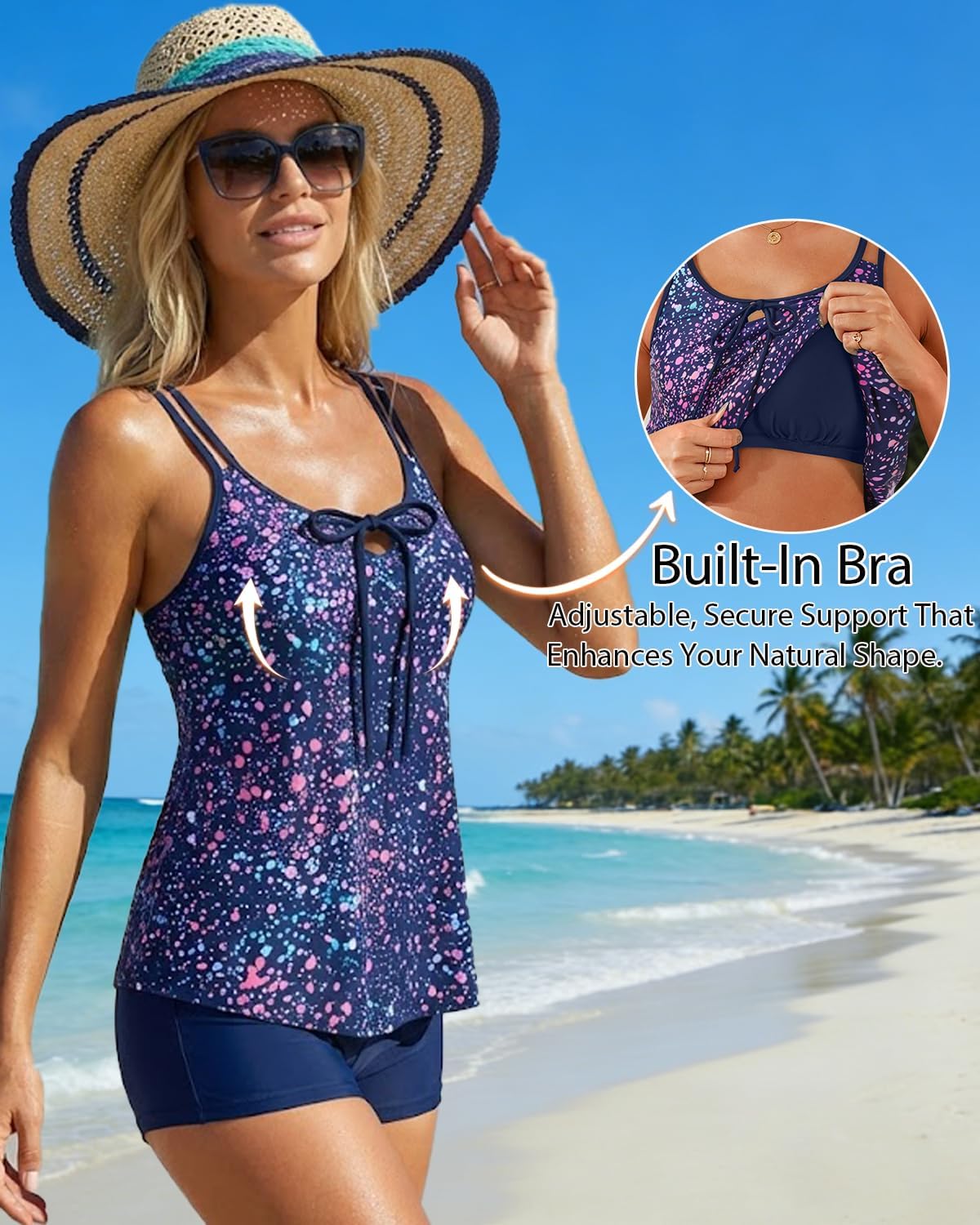 Daci Women’s Tankini Swimsuits - 2 Piece Tummy Control Bathing Suit Modest Flowy Swimwear with Boy Shorts 2026 - Image 6