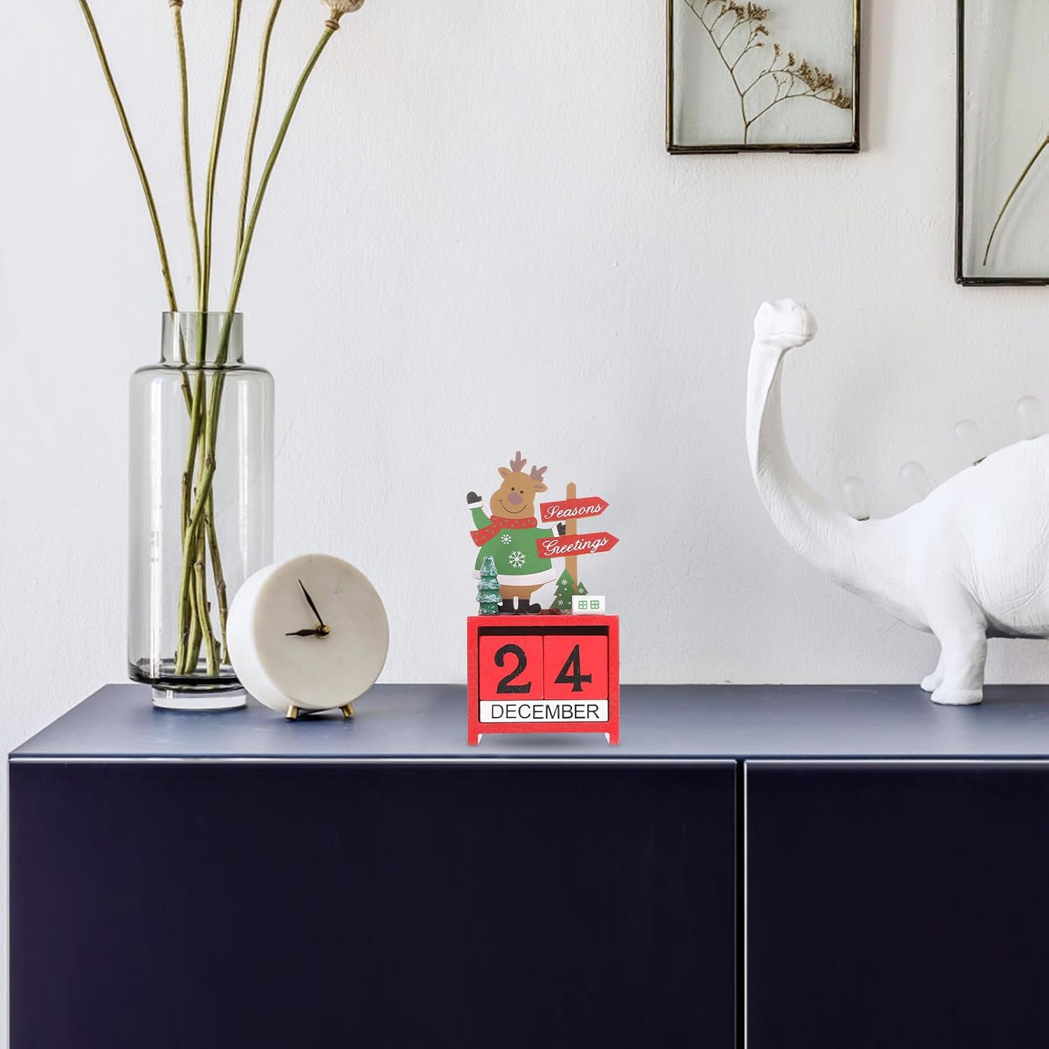 Wood Desktop Manual Perpetual Calendar Xmas Christmas Decoration image 4
