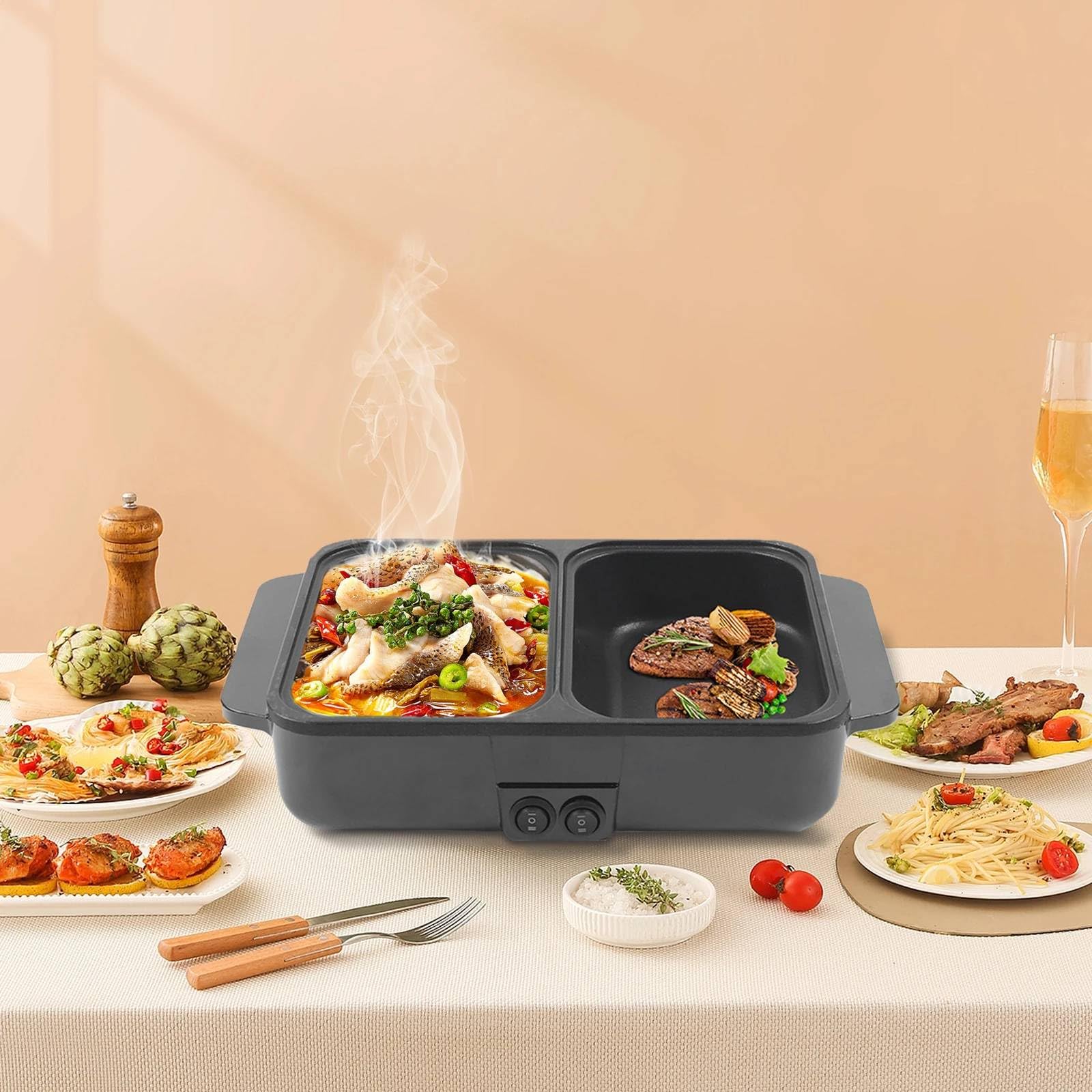 ‚Versatile 2-in-1 Electric Hot Pot & Grill: Indoor Cooking for Shabu-Shabu & Grilling-image-48