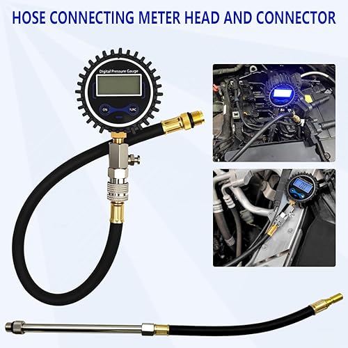 Miniatura 5 de ZKTOOL Probador de compresión digital LCD automotriz, medidor de compresión digital de 250 PSI, kit de adaptador de probador de compresión de motor