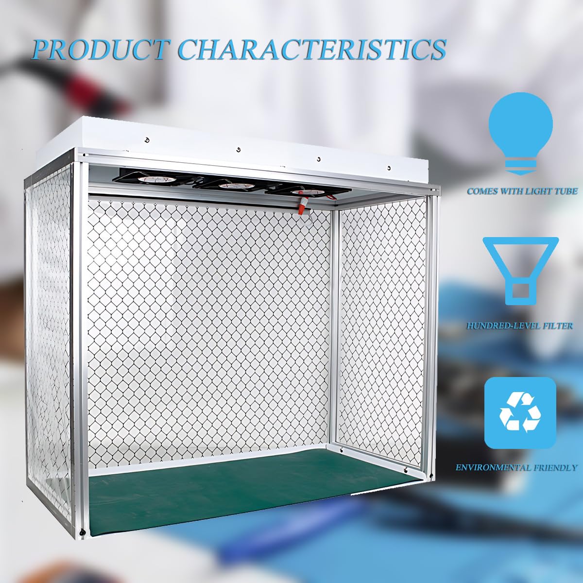 Aluminium Laminar Flow Hood Air Flow Clean Werkbank, Vertikale Laminar Flow Hood mit 3 Ventilatoren, 62 x 31 cm Arbeitsbereich, Leiser Betrieb, für Reparatur/Werkstatt/Labor