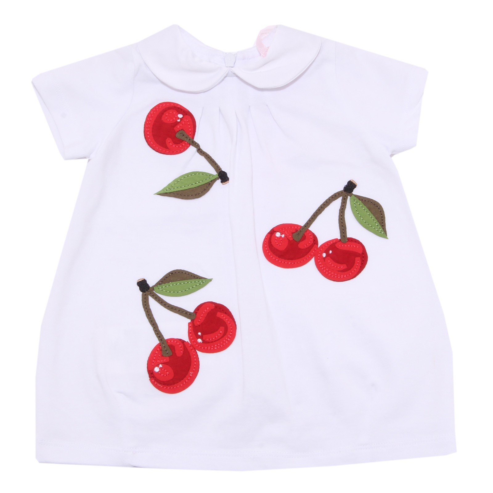 MONNALISA1366S Vestito Bimba Bebe' CILIEGIE Abito Bianco Dress Kid