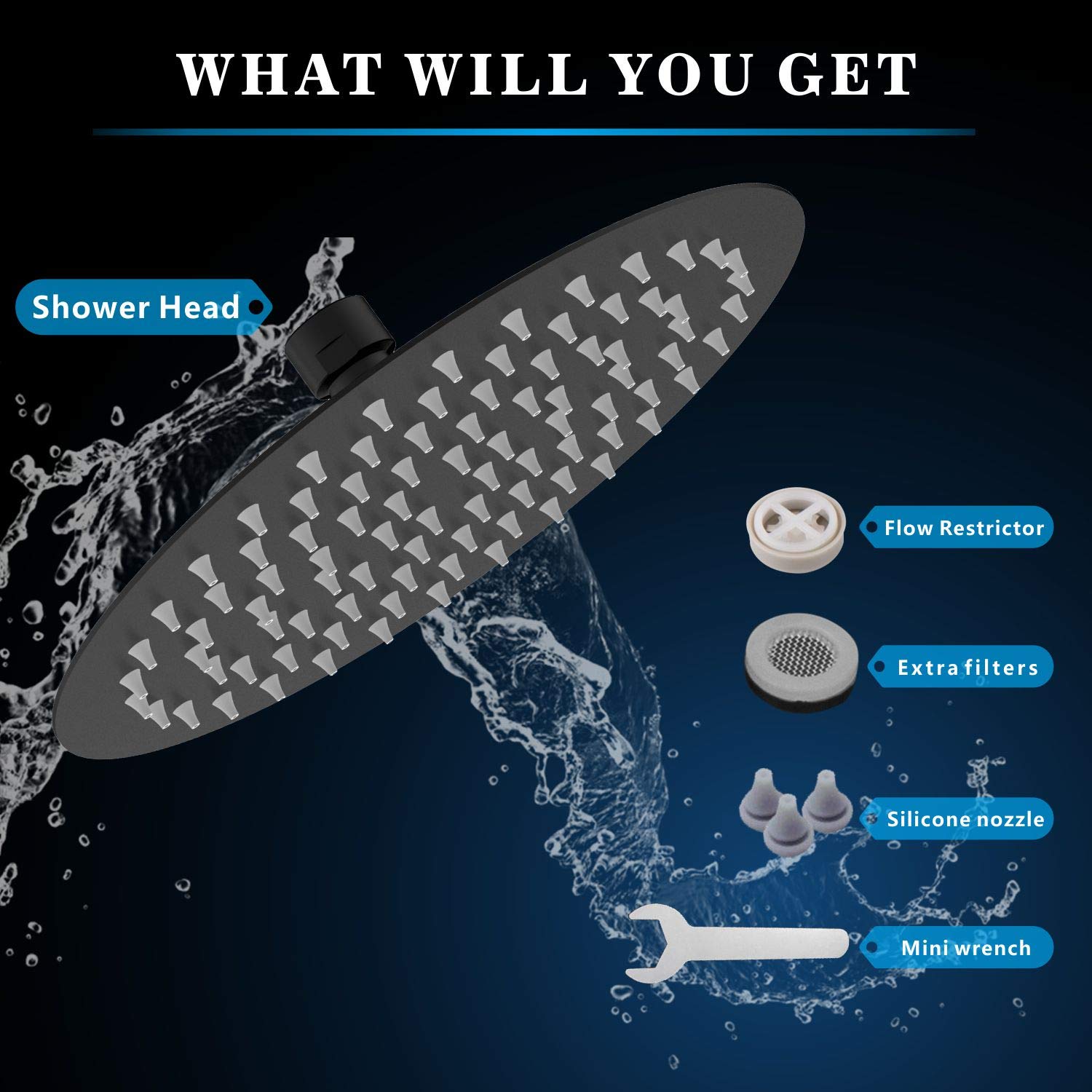 High Pressure Showerhead High Pressure Rain Shower Head - 304 Stainless ...