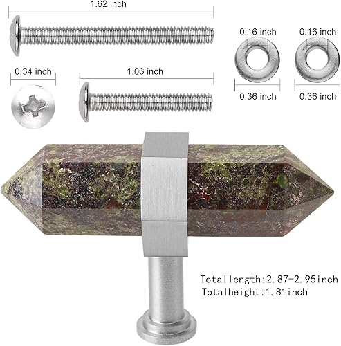 Miniatura 8 de Rockcloud Paquete de 2 pomos de piedra de cristal para cajones con tornillos, pomo de armario, manija para decoración del hogar, lapislázuli
