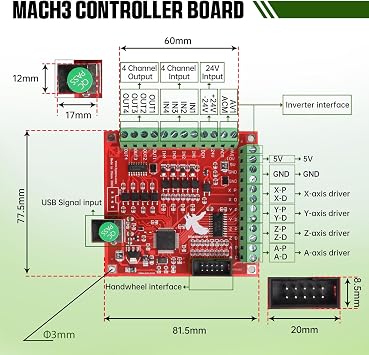 RATTMMOTOR CNC Controller Kit, 3 Axis CNC Kit+Nema23 Stepper Motor | 57*76mm 270Oz-in 3A 1.8Nm, TB6600 Driver 4A, USB Mach3 CNC Motion Control Card Breakout Board, 24V Power Supply for CNC