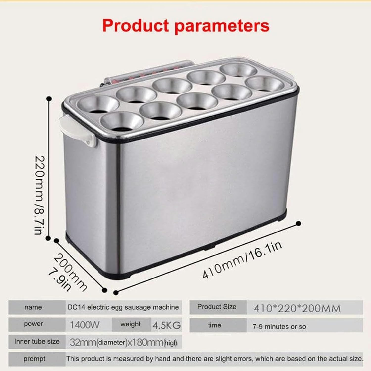 Wzglod Electric Egg Roll Maker, Egg Coated Sausage Machine, Sausage Omelette Master Breakfast Machine, Commercial Eggs Boiler Cup Roller Cooker Fried Heating Hot Dog, for Kitchen