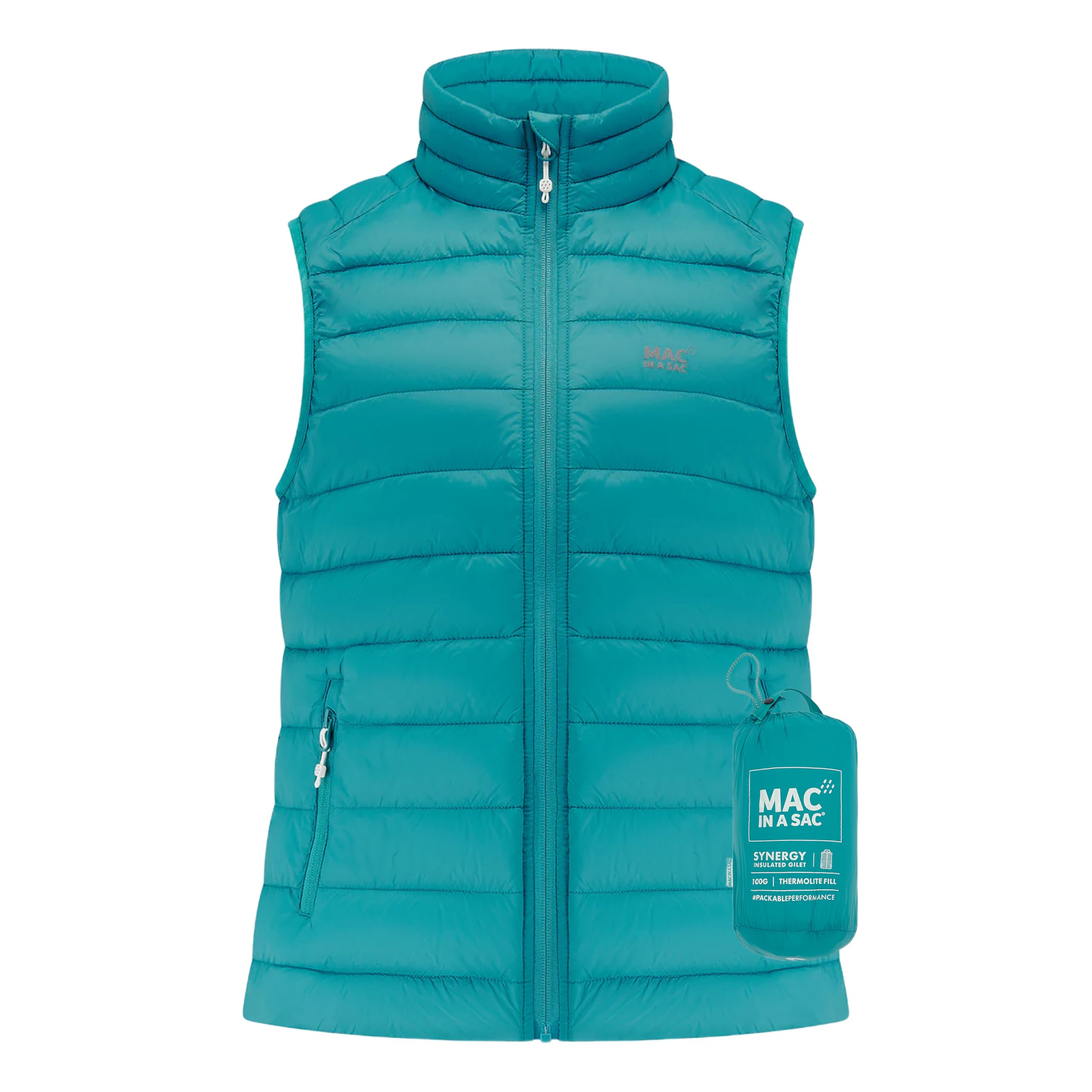Mac In A Sac Women's Soft Teal - Synergy - Packable Insulated Gilet - 16