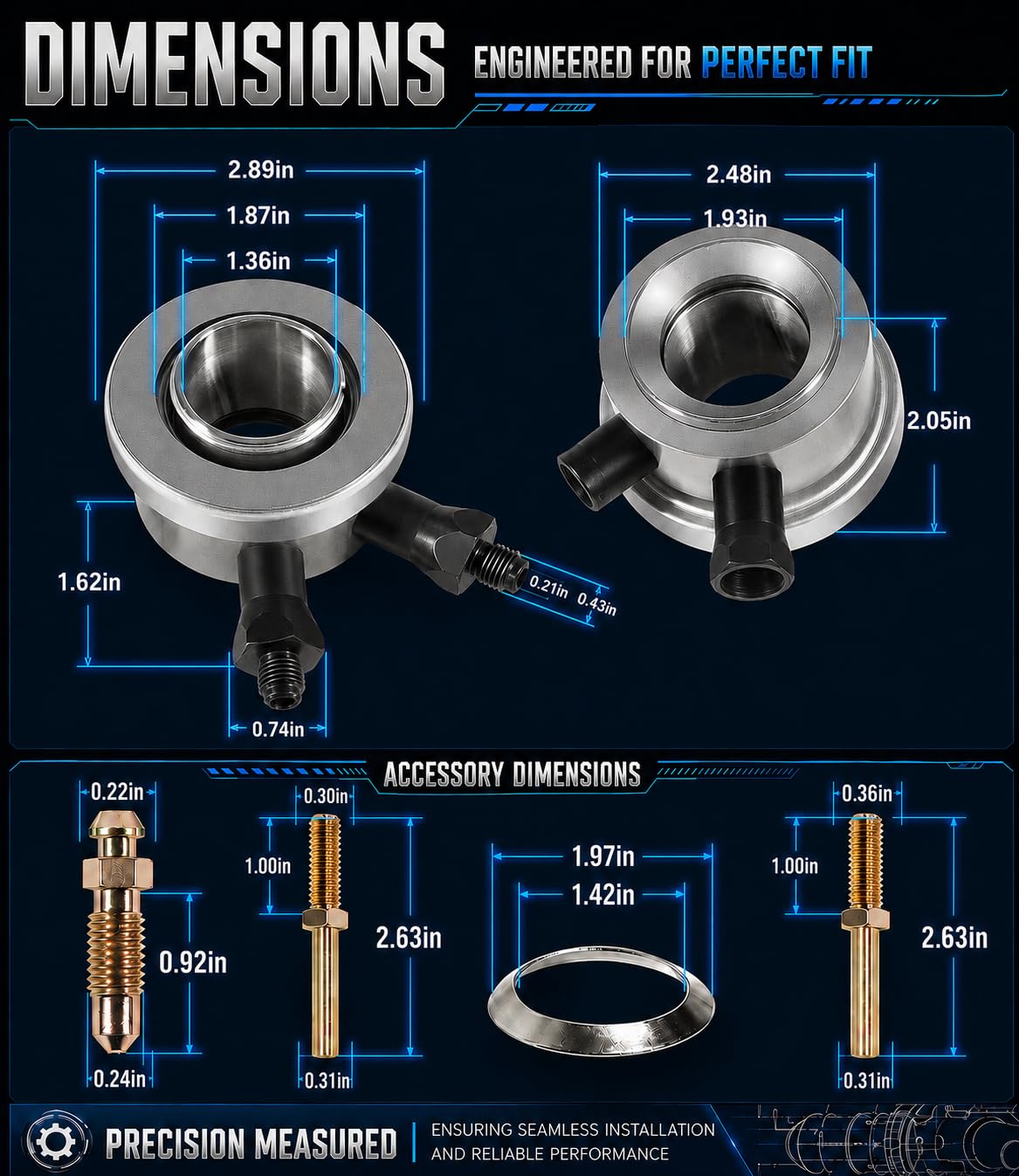 Cuscinetto idraulico per la maggior parte delle frizioni a 3 velocità e 4 velocità di Chevy, per tutte le frizioni a membrana OEM e OEM10-1/2- e 11"