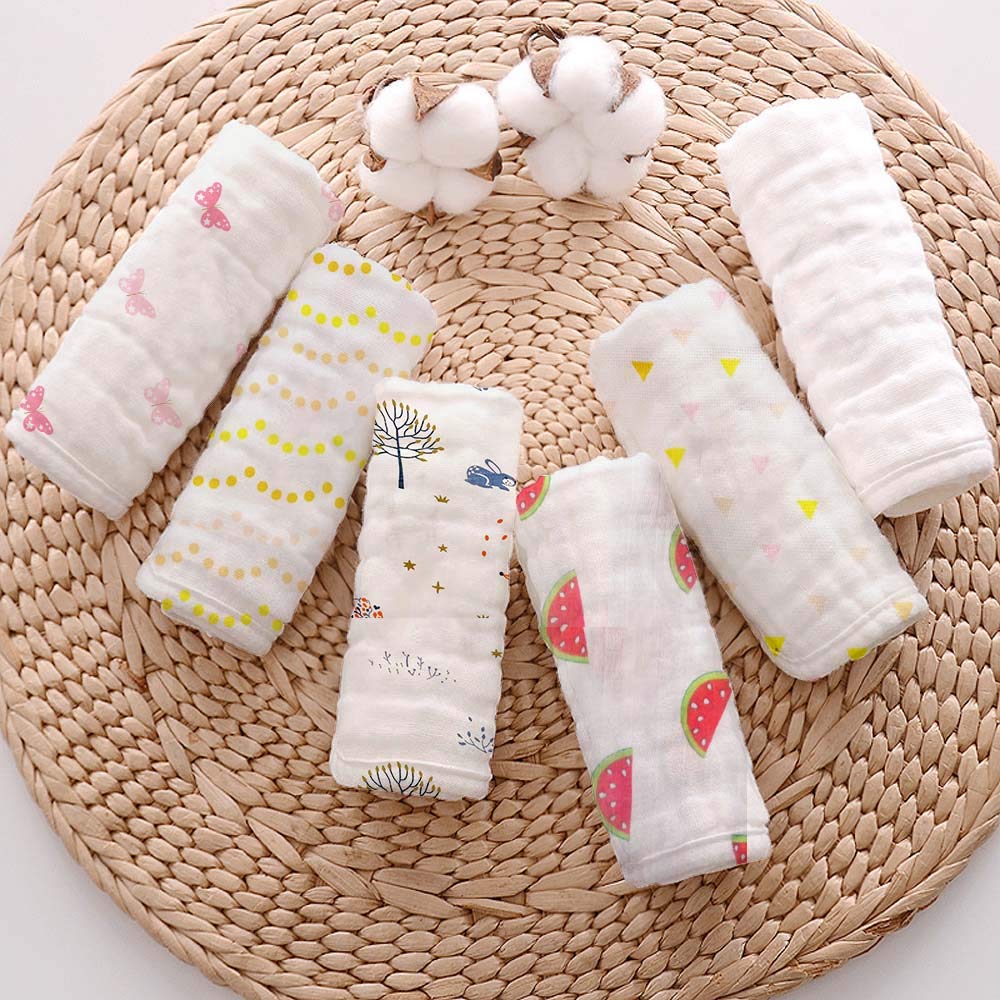 Mahaveer Cotton Muslin Burp Cloths for Babies, Baby Burp Cloths Set - Pack of 6, 20 by 10 inches Baby Girl Print