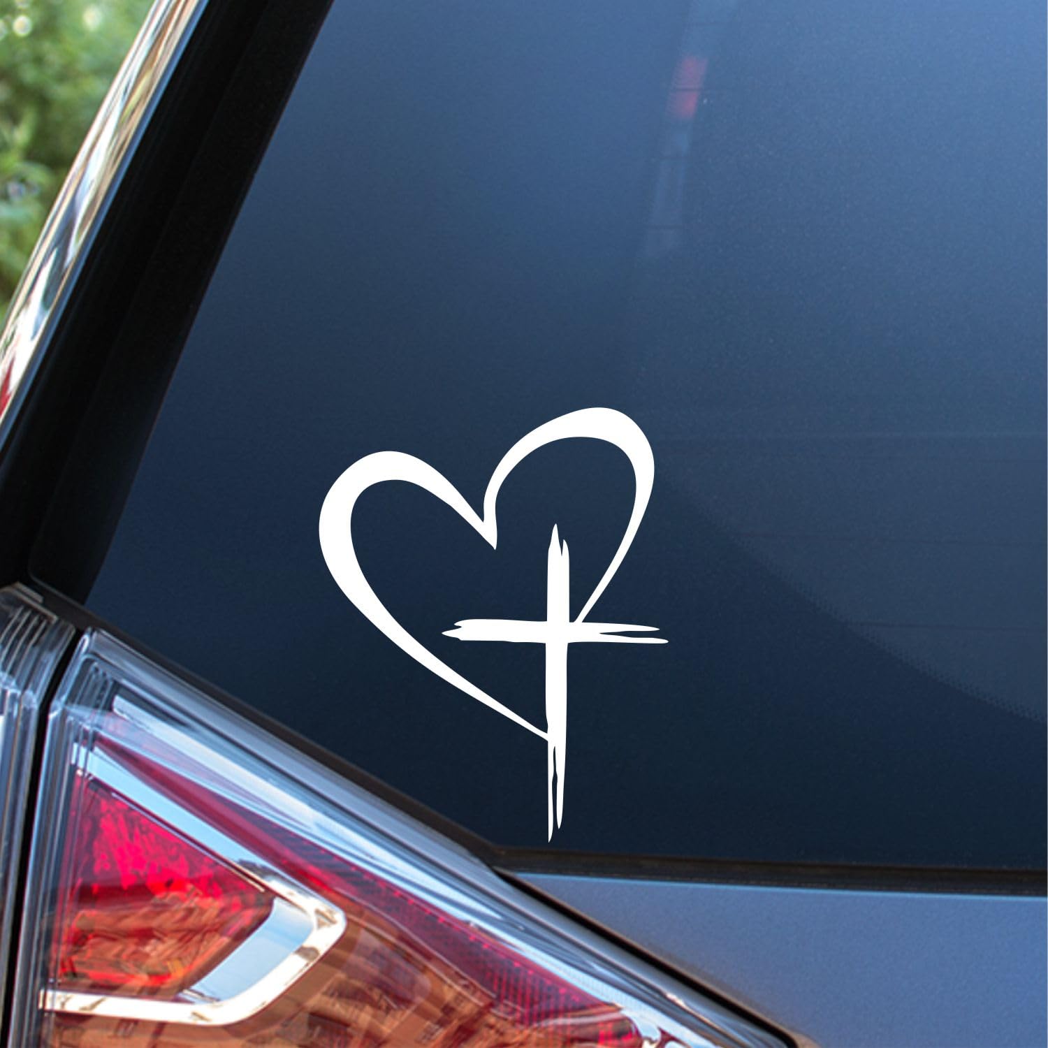 Cross and Heart Christian Decal