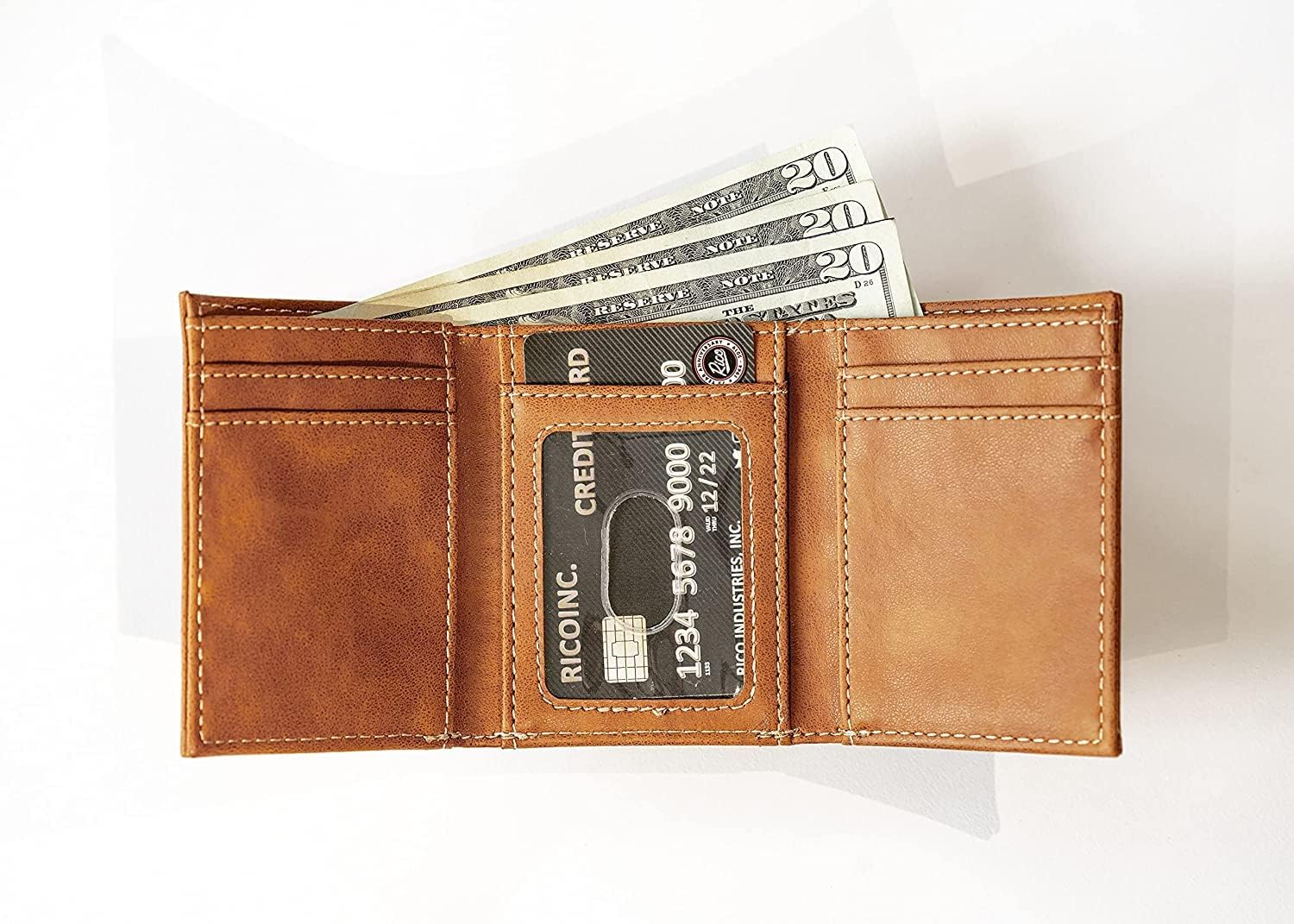 Rico Industries NFL Tampa Bay Buccaneers Laser Engraved Brown Tri-Fold Wallet - Men's Accessory : Sports & Outdoors