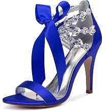 TarfiC Women's Rhinestone Kitten Heel Slip-On Sandals | Peep Toe & Sexy Satin | Adjustable Ankle Strap Bridal Pumps for Wedding & Formal Dresses AAA+
