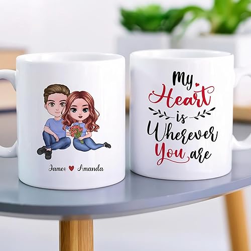 Miniatura 31 de Gossby Taza personalizada para parejas, regalo para esposa, novia, marido, novio con diseño, nombre, San Valentín, aniversario, boda, regalo