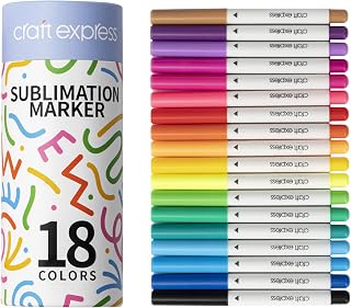 Craft Express Sublimation Markers Pens for Cricut Maker Explore Air 2 Silhouette Cameo Drawing,18 Infusible Markers Pens for Sublimation Tumbler Mugs T-shirt DIY Heat Transfer