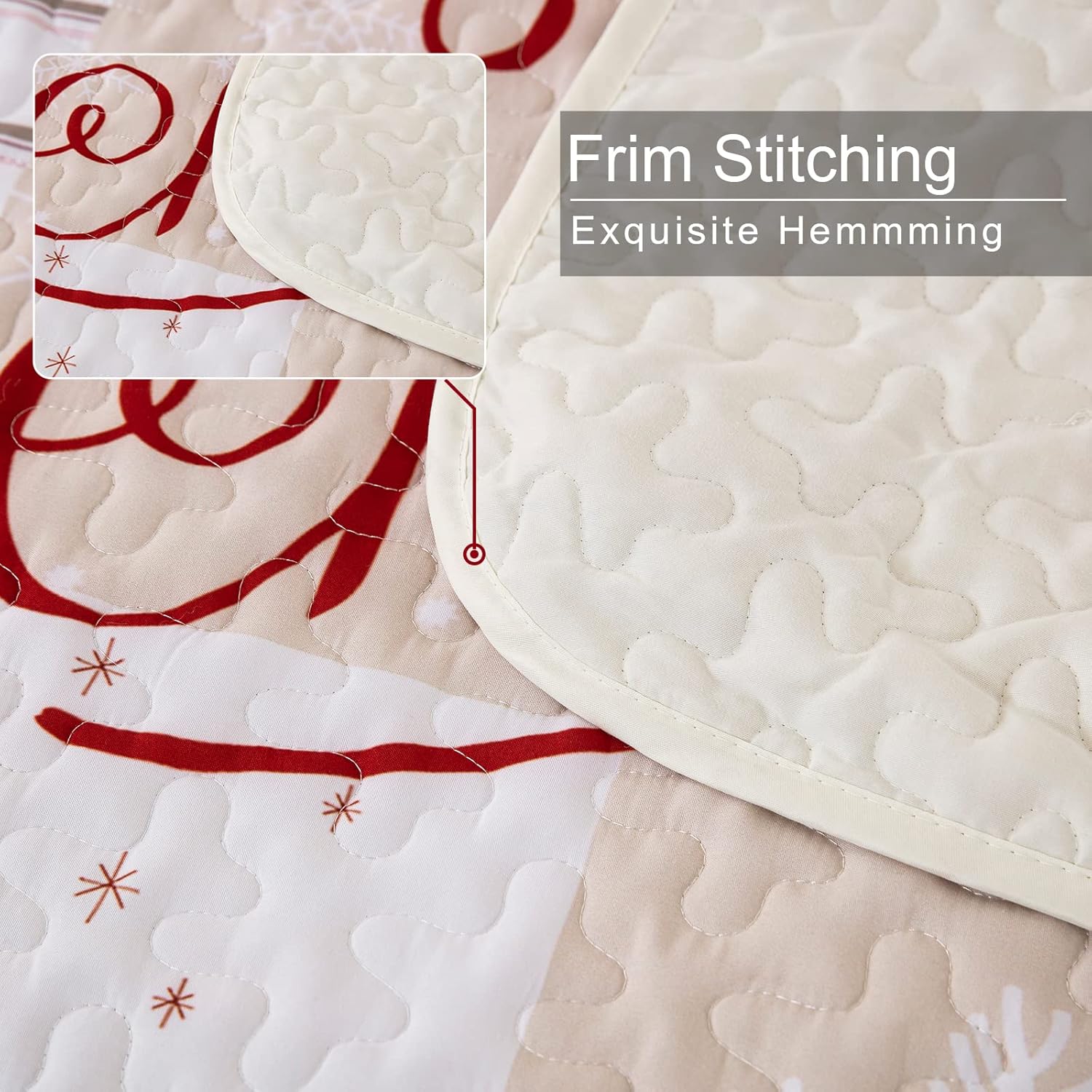 Christmas Quilt Set Queen,Christmas Tree Snowman Pattern Bedspread Merry Christmas Bedding Set Reindeer Chritmas Quilted Coverlet Set with 2 Pillowcases Queen(90"x90")