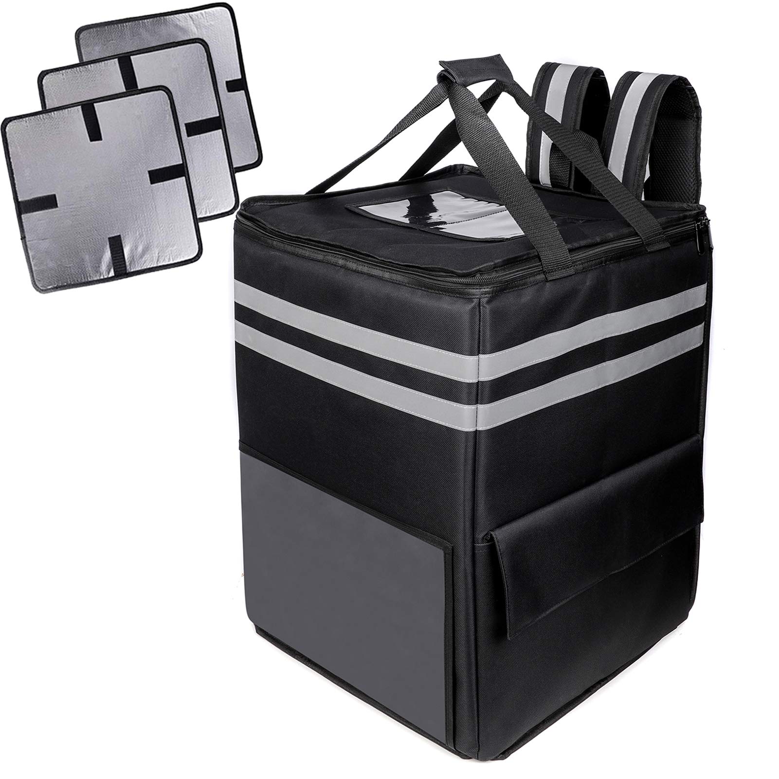 Cherrboll XXL Mochila aislada para entrega de pizza, bolsa de entrega de comida para bicicleta con 3 divisores, mochila enfriadora reutilizable para DoorDash, Uber Eats, PostMates