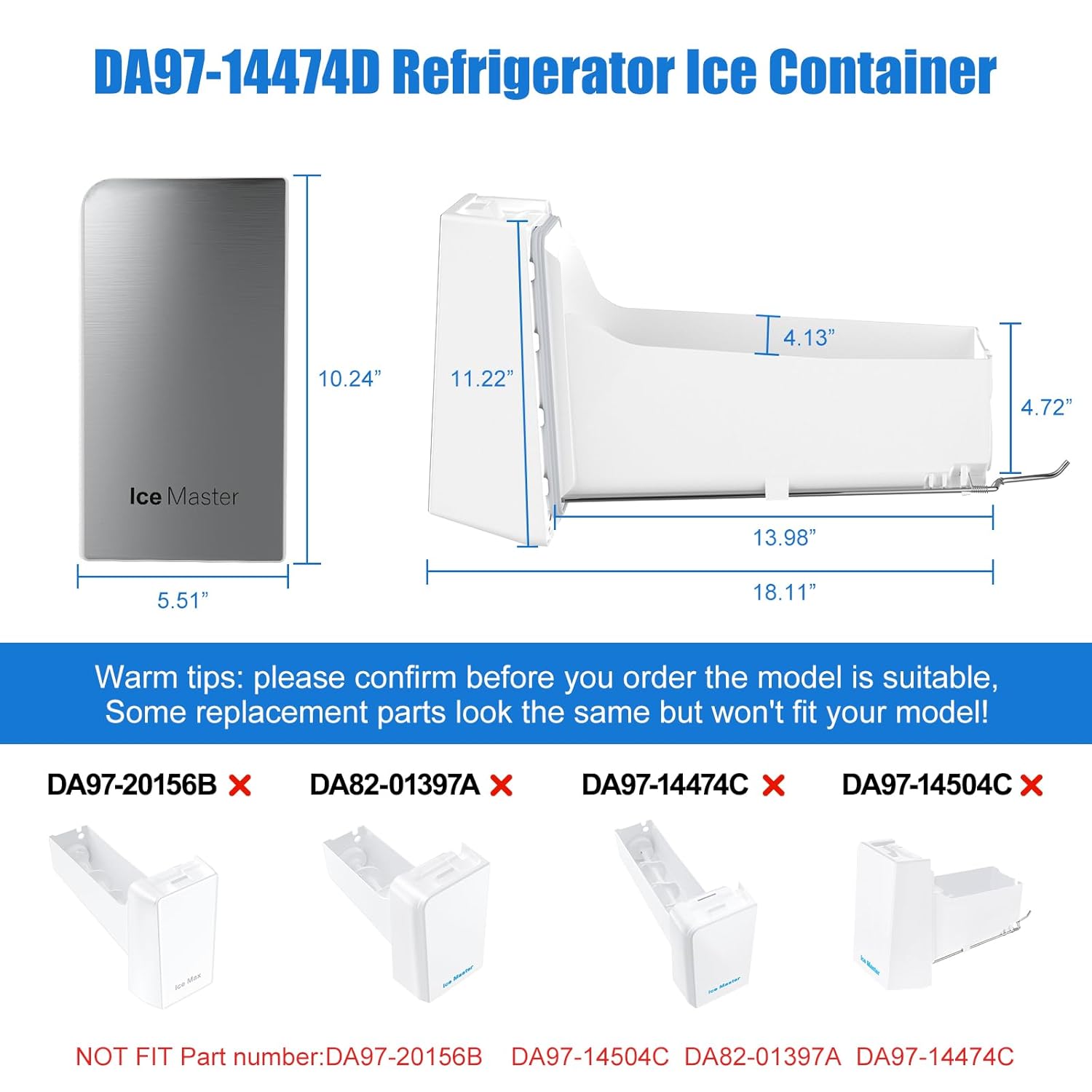 Dimensions of DA97-14474D Refrigerator Ice Container