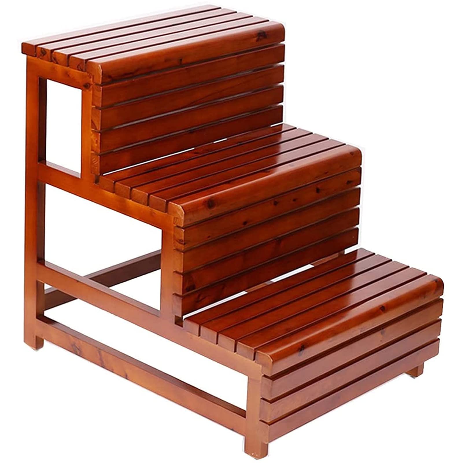 Indoor Climbing Stool,Sturdy Thin Folding Stool 2-Step Iron Ladder Stool,Metal Step Stool,Home Ascending Stool Flower Stand Rack (Brown)