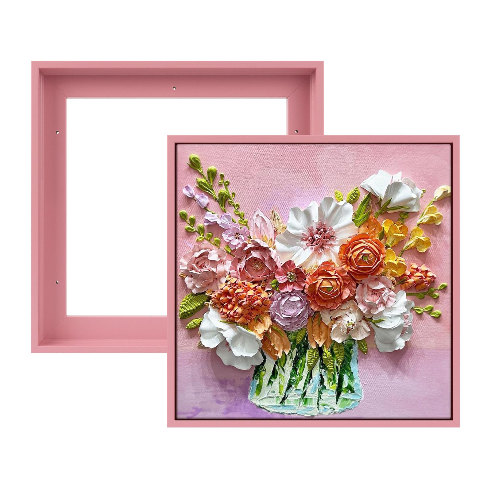 FOLKOR Canvas Frame for 12x12 Art Prints Oil Paintings, 2 Pack 0.9" Deep Floating Frames for Landscape Portrait Living Room Fireplace Decor, Unique