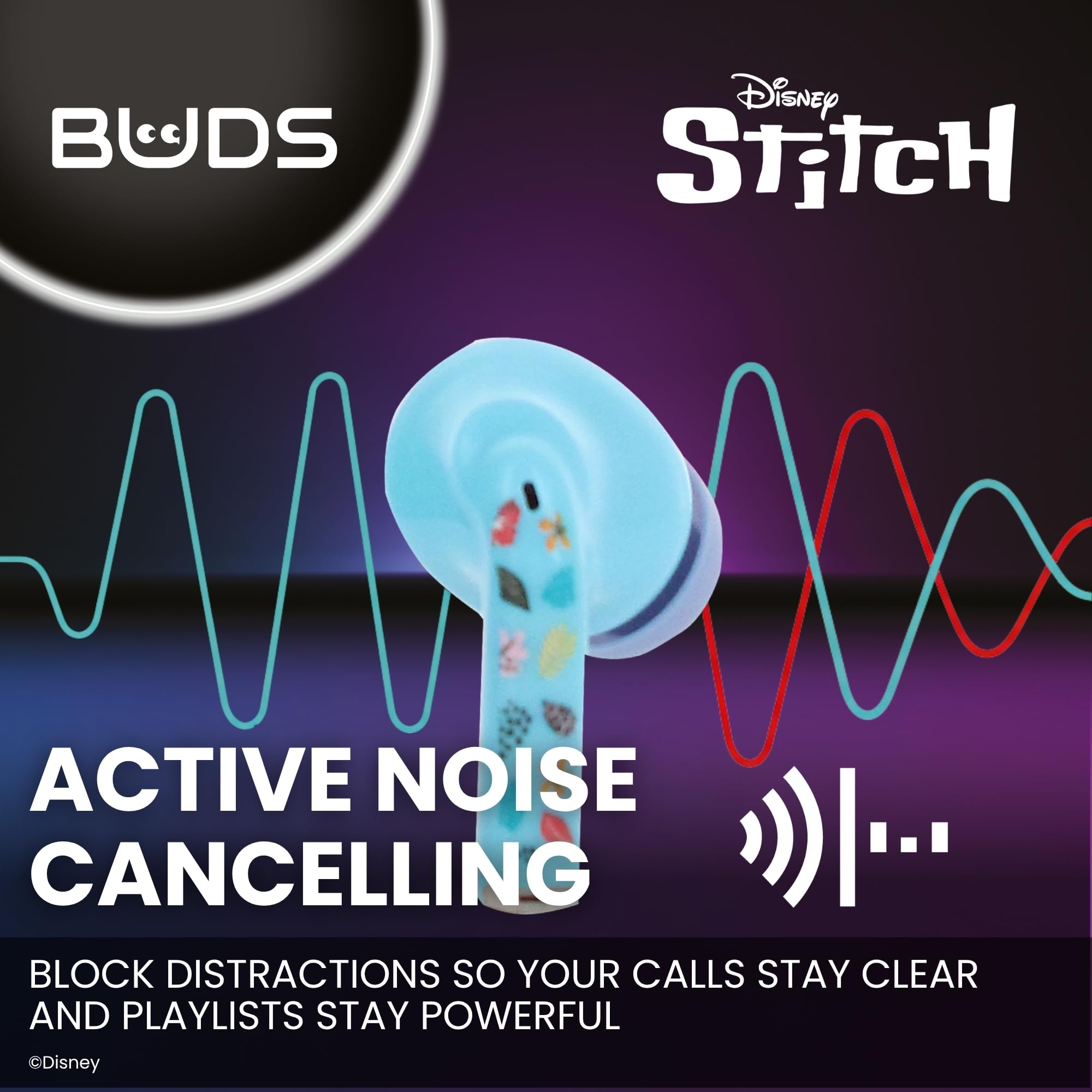 Buds Classic Stitch Écouteurs Bluetooth sans fil - Écouteurs intra auriculaire avec micro, Plus de 28 heures d’autonomie, Ecouteur reducteur de bruit actif avec certification IPX4, Boîtier de charge