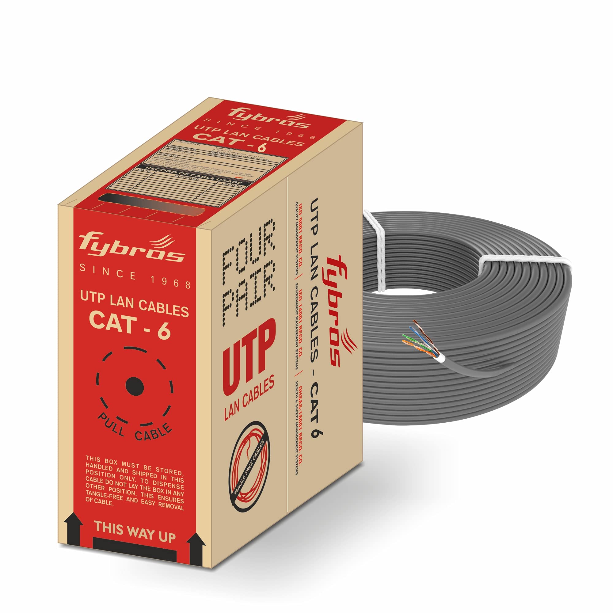 Fybros CAT 6 LAN Communication Wire Cable | 305m Grey PVC Insulated Copper Wire | Zero Noise, High Speed, 100% Connectivity-image-31