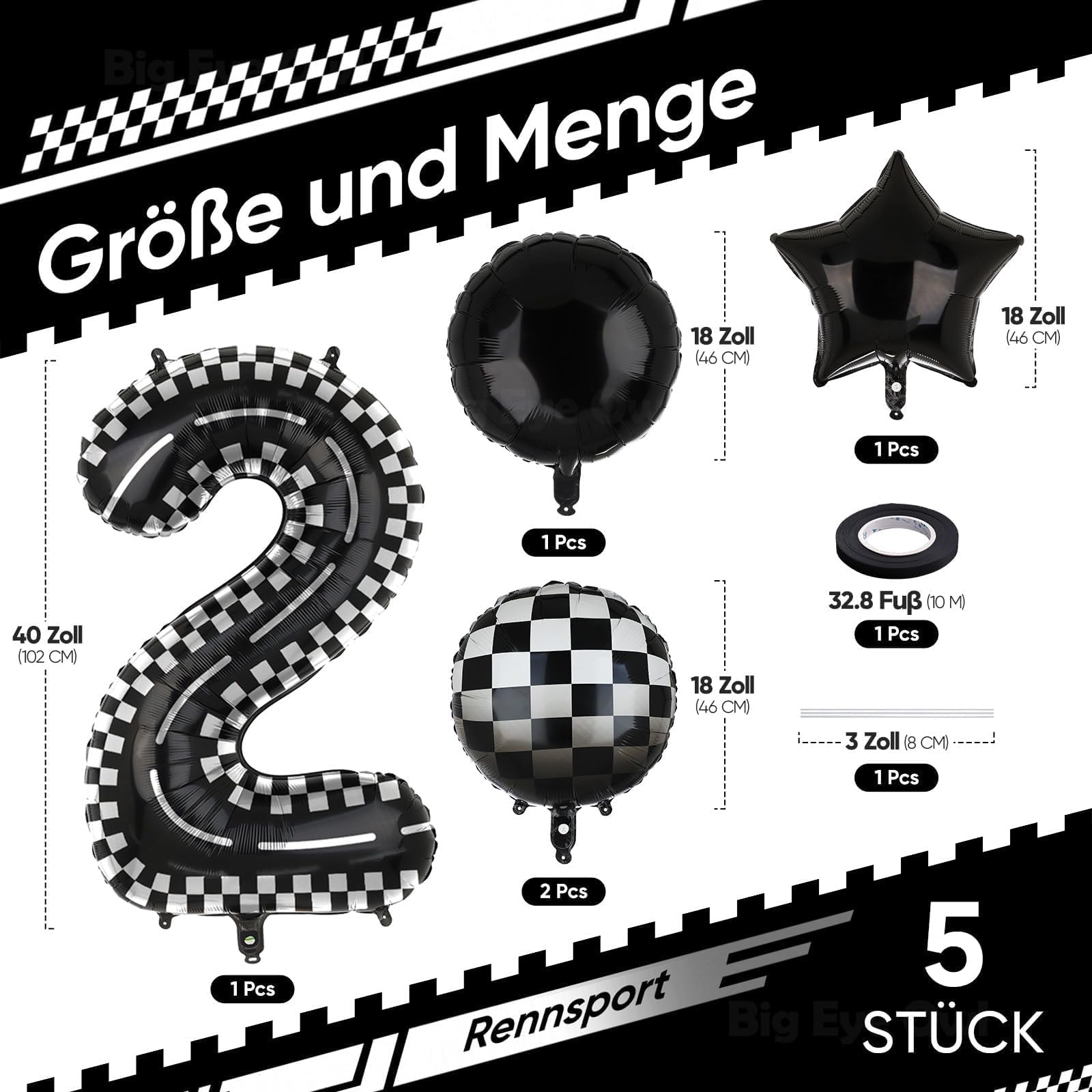 Palloncini Mylar Giganti 100 Cm Nero – Riutilizzabili, Per Feste E Compleanni - 2