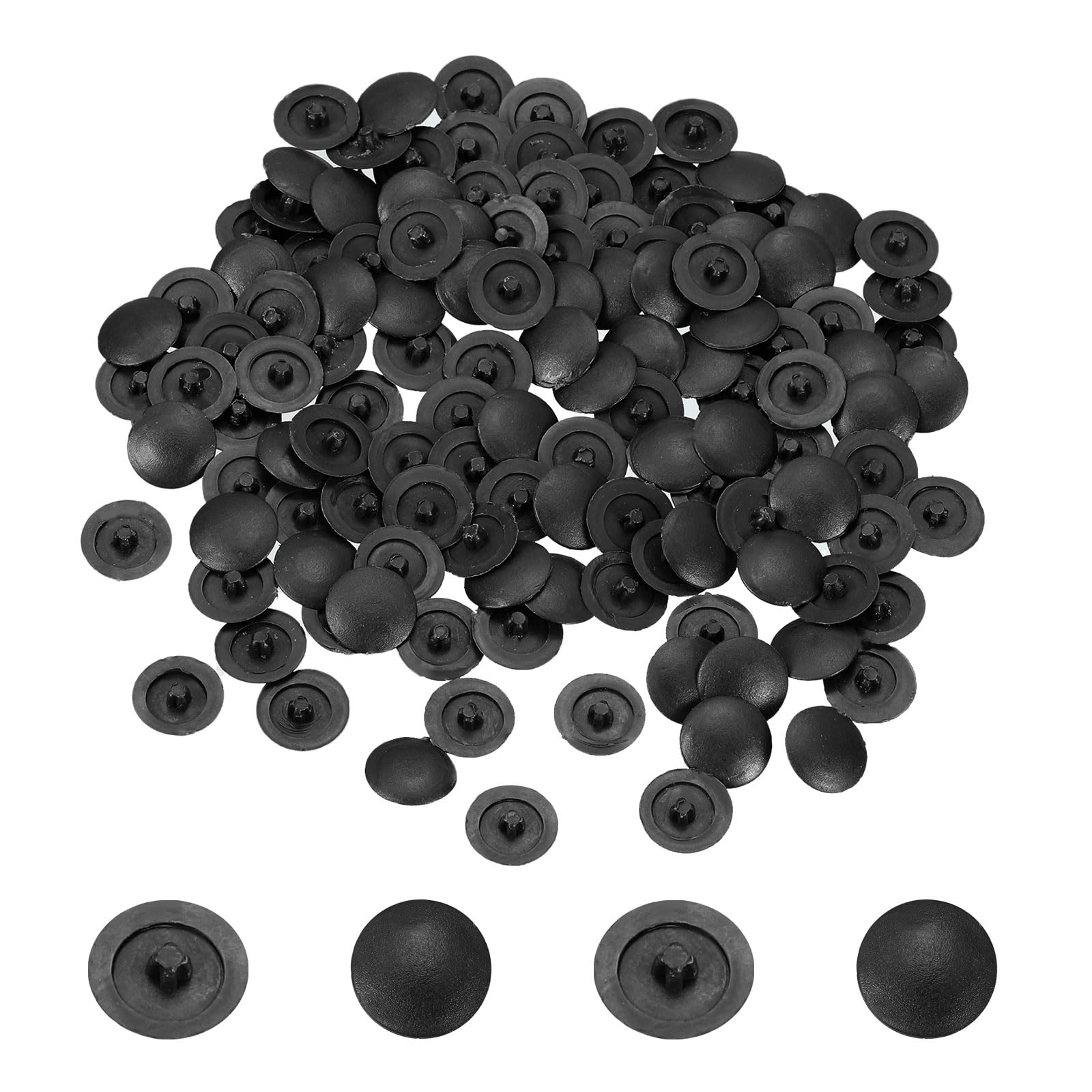 sourcing map Screw Caps, 228Pcs 12mm - Plastic Self-Tapping Screw Cap Covers, Decorative Cover Hole Plug for Diameter 7-8mm Flat Phillips Screw (Black)
