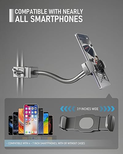 Miniatura 5 de KBC1417 - Soporte de teléfono para micrófono, soporte de teléfono de cuello de cisne resistente con súper abrazadera y soporte universal para