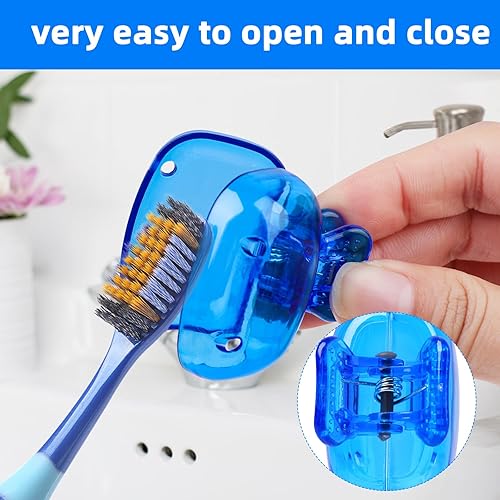 Miniatura 4 de Hxezoc Paquete de 4 tapas para cepillo de dientes de viaje, protector de cepillo, clip portátil de plástico para el hogar, viajes, negocios,