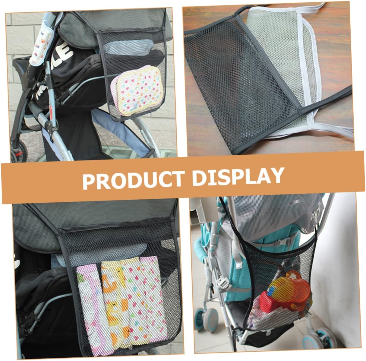 6pcs Stroller Bag Organizer Net Hanging Mesh Bag for Stroller Accessories Bathtub Toy Holder Easy Install