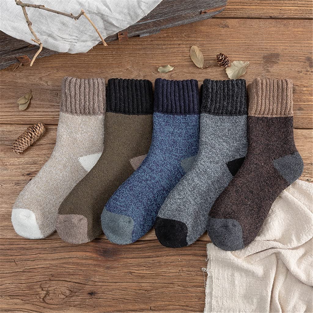 5Pairs / Lote Hombres de Invierno Terry Gruesos Calcetines cálidos súper Gruesos Socks Retro Calcetines de Lana de Nieve Calcetines de los Hombres (Color: 5 Pares Tamaño: 38-45)