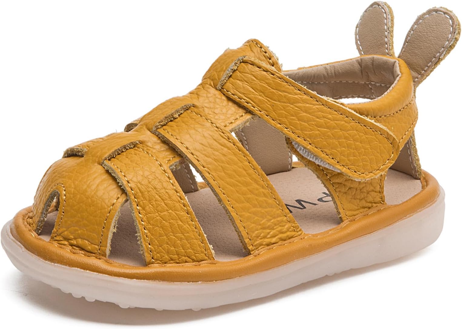 Baby Boys Girls Closed Toe Summer Sandals Lightweight Non-Slip Soft Sole Leather Athletic Sandals Outdoor Toddler First Walking Shoes