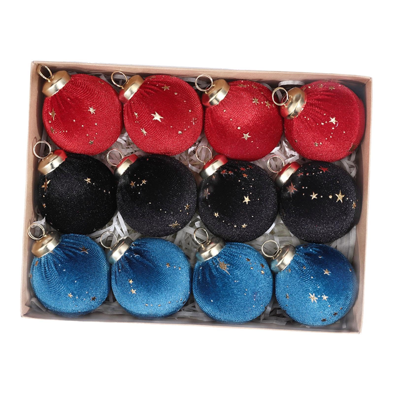Boules de Noël velours rouge et noir pour décoration de sapin raffinée