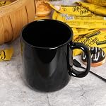 20 OZ Grande tasse à café, Smilatte M016 Coupe de thé en céramique plate avec poignée pour les hommes de papa, noir
