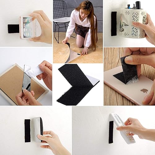 Miniatura 4 de BRAVESHINE Rollo de gancho y bucle autoadhesivo de fuerza industrial, 1.2 pulgadas, 16.5 pies, tiras de gancho y bucle de doble cara, cinta de