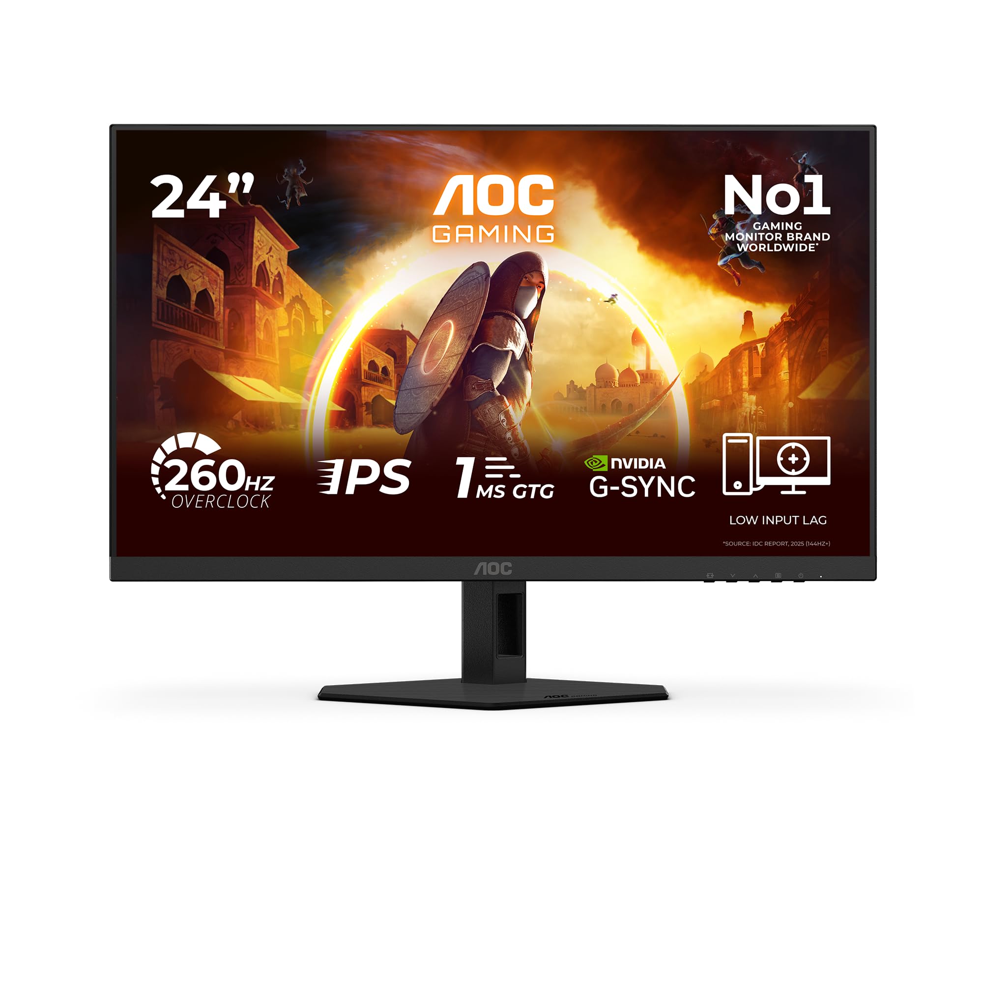 AOC 24G4ZREP 24 Zoll FHD Gaming Monitor, 260Hz, Fast IPS Panel, 1ms GtG, Adaptive Sync, HDR10, G-Sync Comp. (1920x1080 HDMI 2X 2.0 DP 1x 1.4) Schwarz