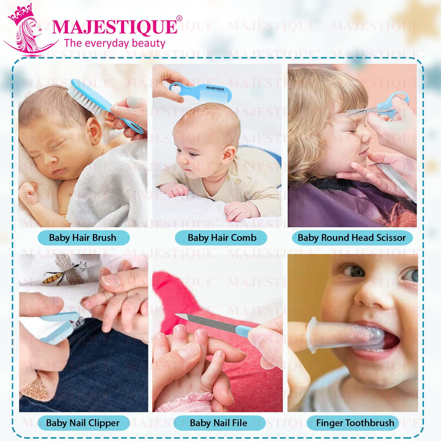 Majestique Portable Baby Care Kit- Nursery Healthcare & Grooming Set for New Born Babies Grooming Set and Toddlers - Perfect for Manicure Bath Accessories (11Pcs_Pro_Blue) 2