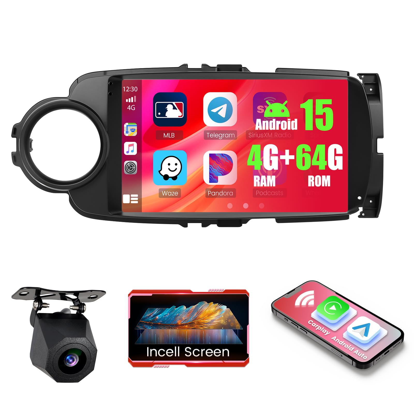Android 15 Car Stereo for Toyota Yaris 2012 2013 2014 2015 2016 2017