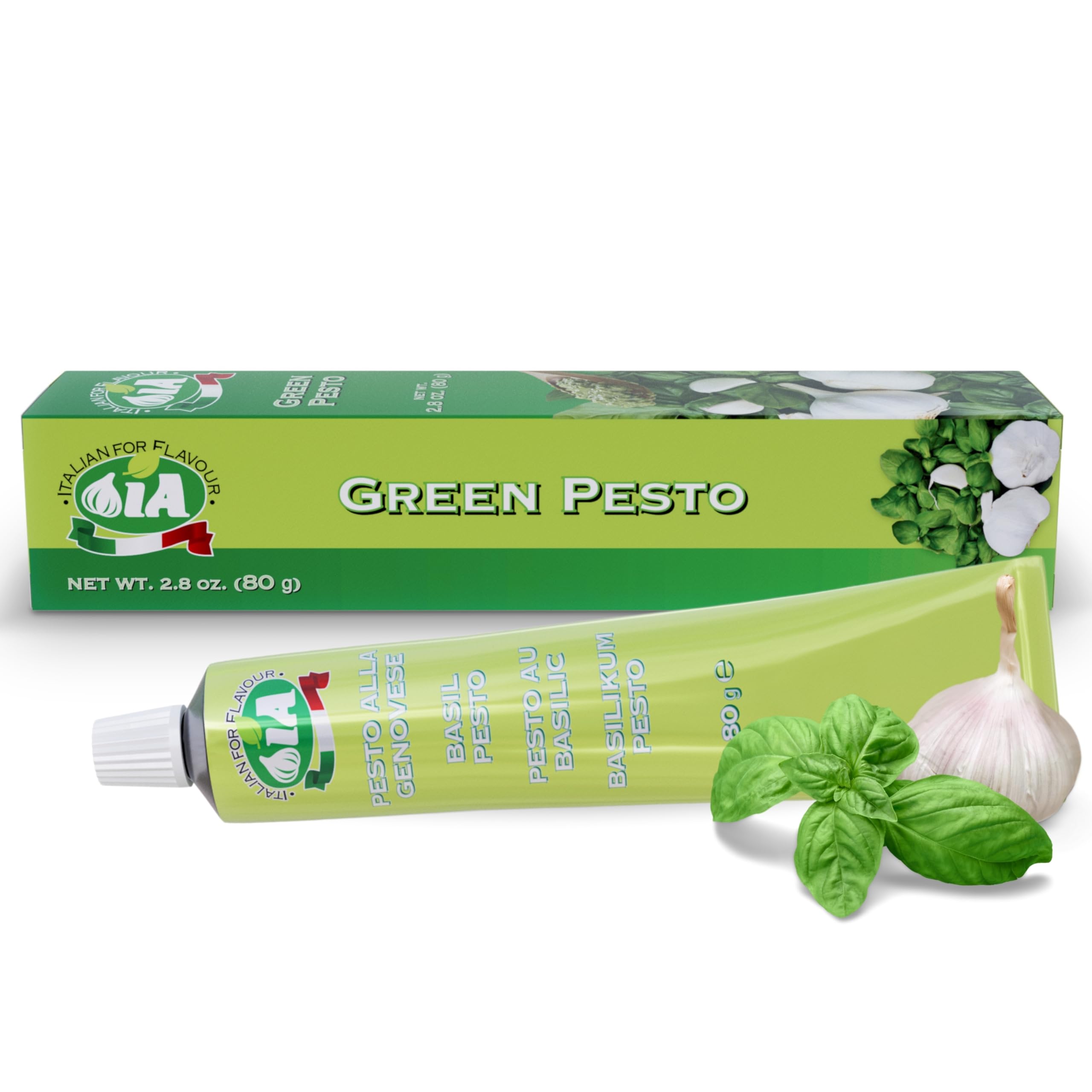 Pesto Verde en Tubo 80g Sin Gluten, Listo para Usar – Condimento para Aperitivos y Recetas