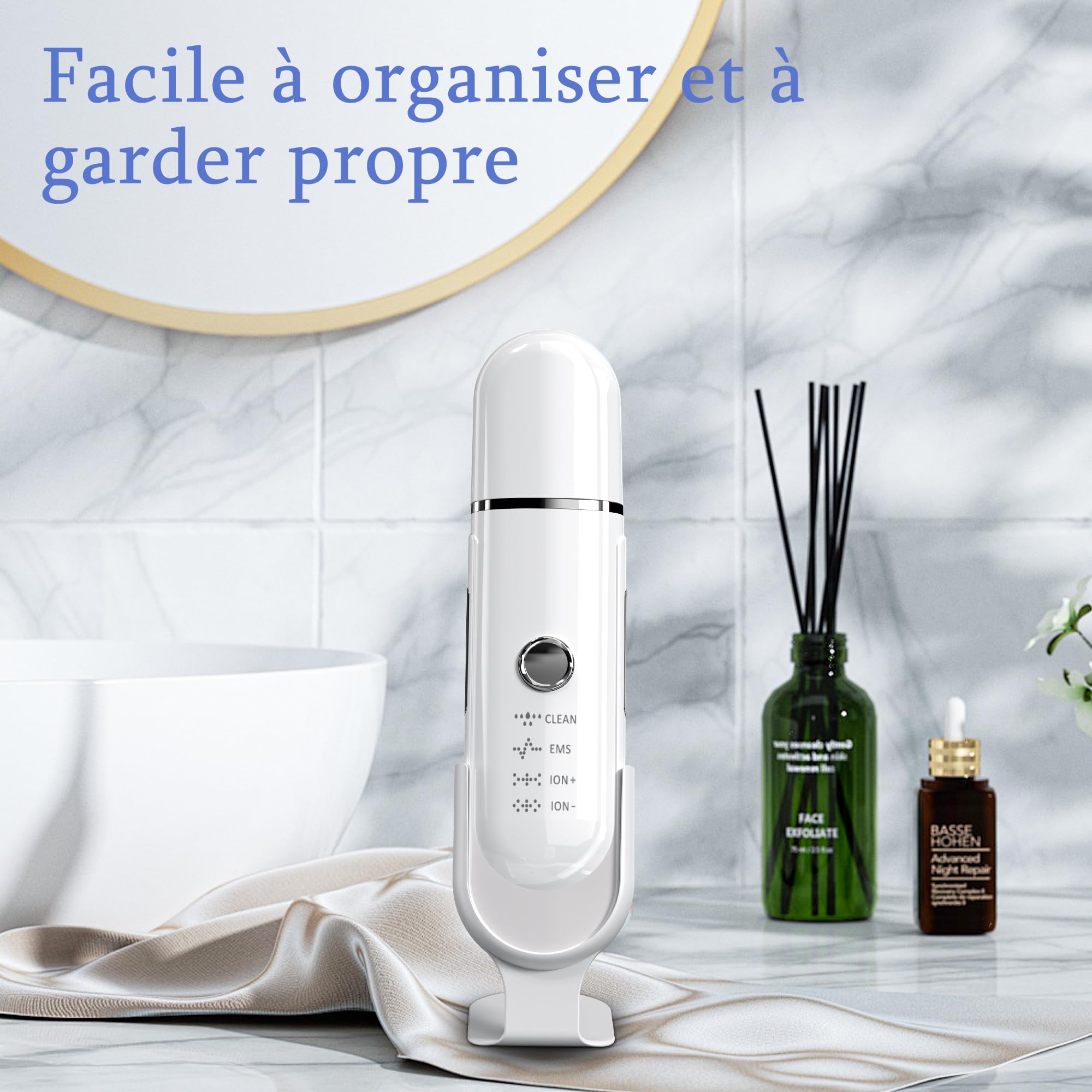 Épurateur de Peau à Ultrasons, Aspirateur Point Noir Du Visage avec 4 Modes et Lumière Bleue Rouge, Appareil de Nettoyage Exfoliant à Ultrasons, Dispositif de Nettoyage pour éliminer les Point