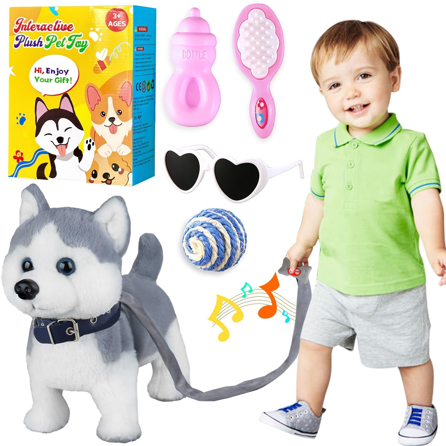 Amazon.com: Marsjoy Husky Walking Dog Toy for Girls Barking Puppy