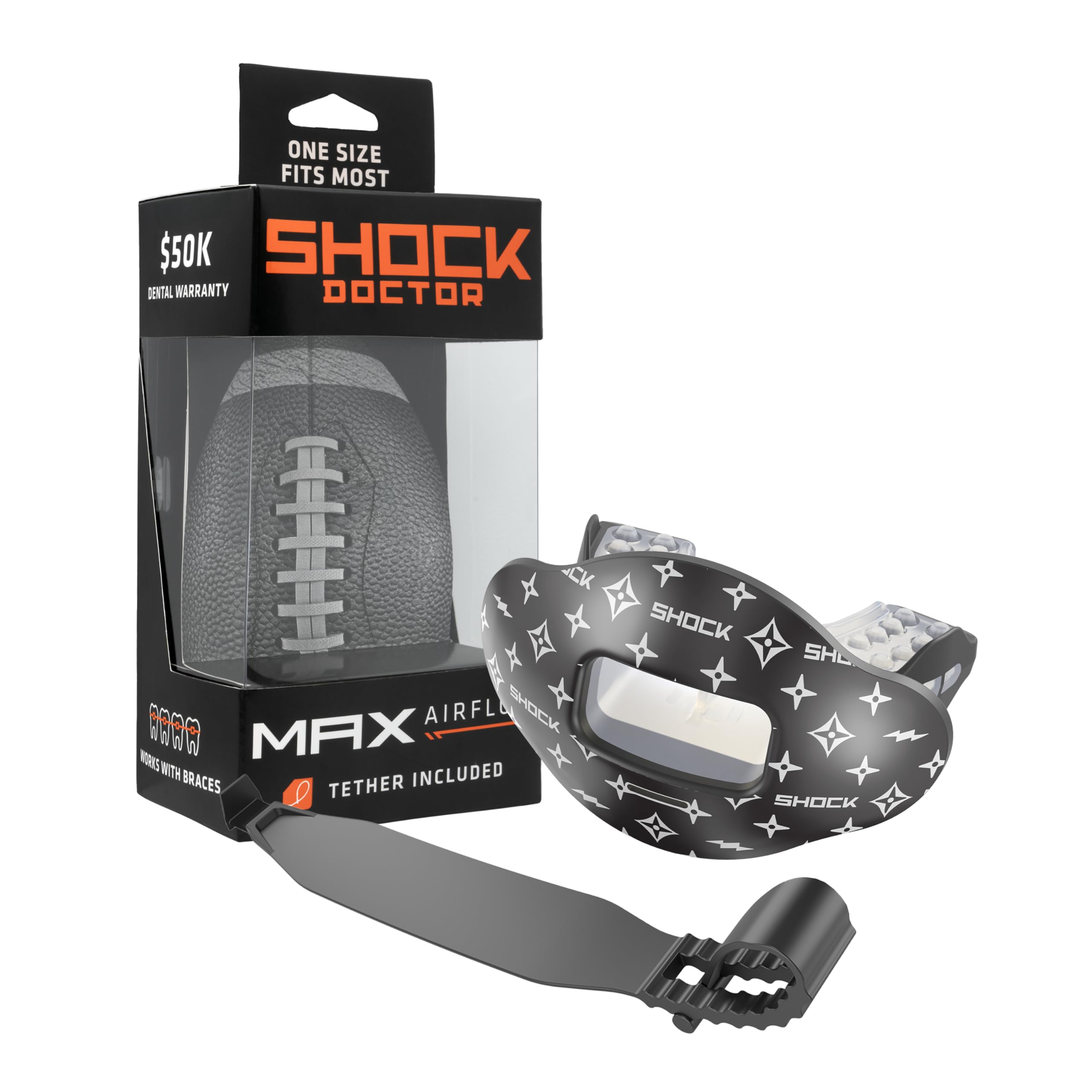 Shock Doctor Lip Guard, Adult and Youth Mouth Guard Football with Strap, Breathable Wide Opening Football Mouthpiece for Youth and Adults OSFA, Shock Doctor Mouth Guards, Max Airflow — view 10