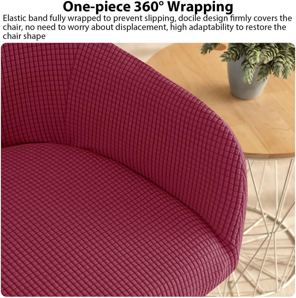 Stretch Curved Back Dining Chair Covers with Arms, Elastic Office Chair Slipcovers, Swivel Armchair Cover Protector for Living Room Bedroom Home Decor,Khaki 2pcs