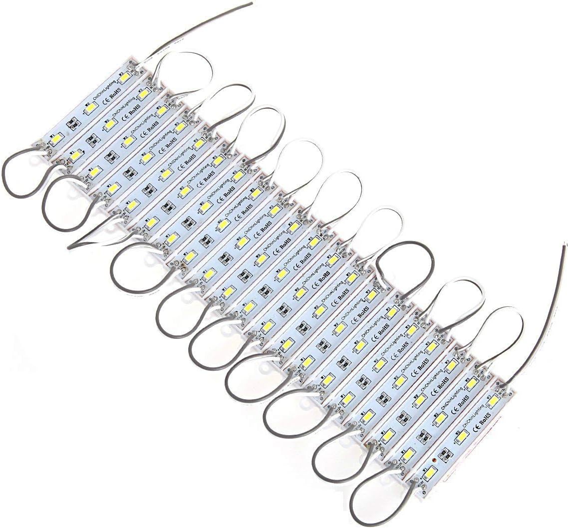 ChiChinLighting Samsung 5730 SMD LED Module Daylight Pure White Cool White 20 Pieces Pack 6000k Super Bright IP65 Waterproof DC 12v