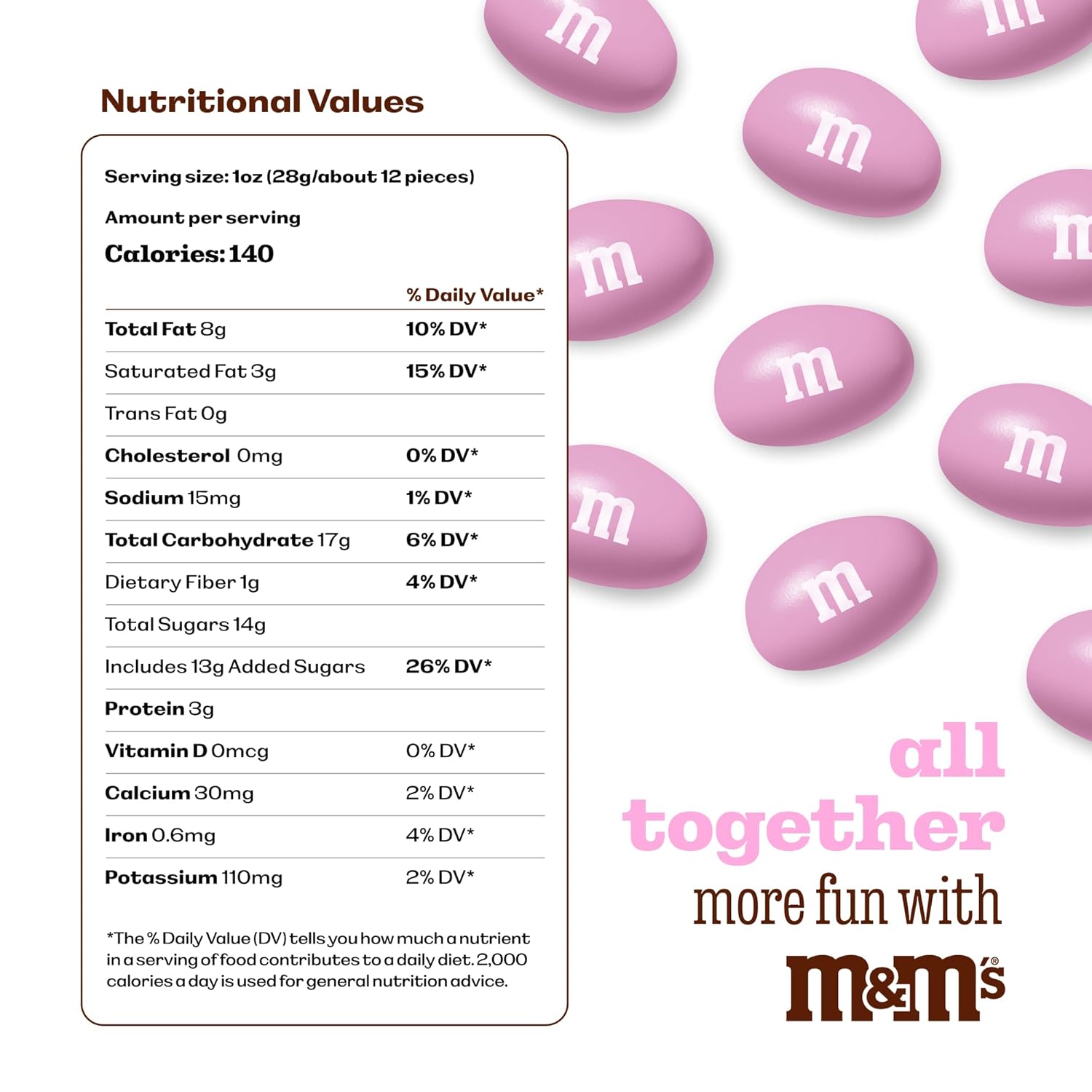 M&M’S WORLD Peanut Pink Chocolate Candy - 2lbs of Bulk Candy in Resealable Pack for Candy Buffet,Birthday Parties,Theme Meetings,Candy Bar,Sweet Stuff for DIY Party Favors or Edible Decoration