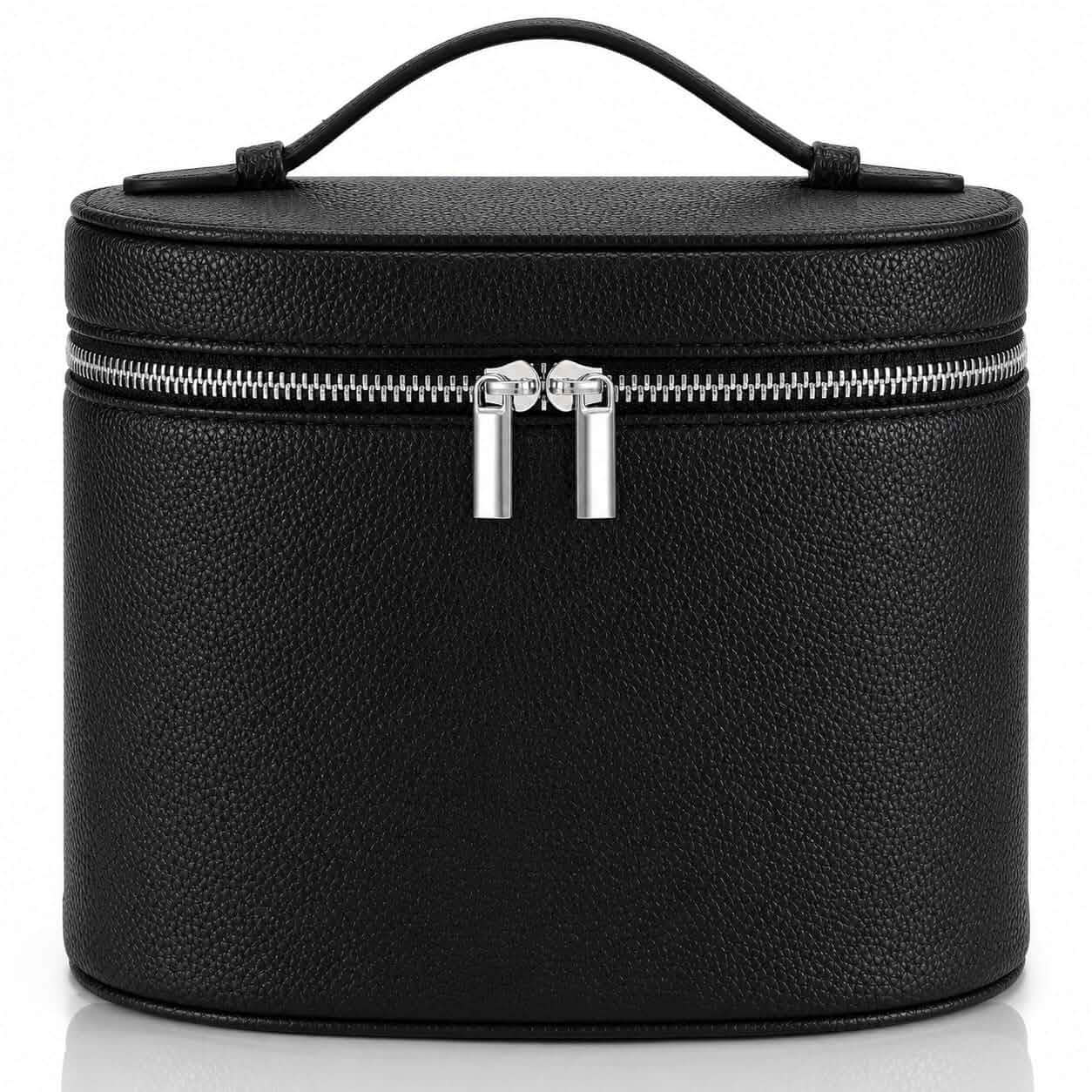 Makeup Bag Vanity Case Cosmetic Bag with Removable Divider Travel Toiletry Bag for Women Portable Make up Box Organizer, Black