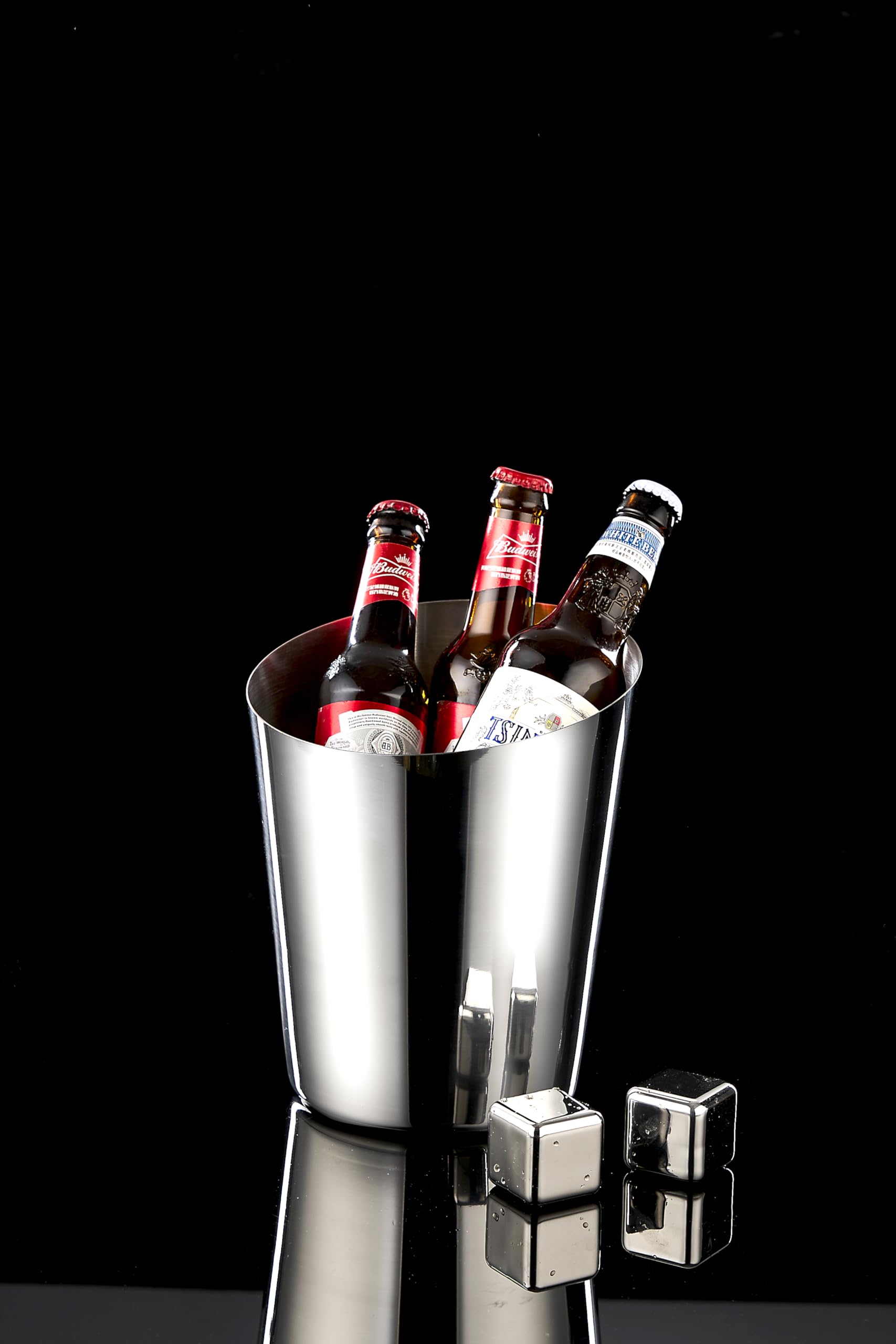 Stainless Steel Champagne Bucket - Stainless-Steel Beverage Tub - Diagonal Ice Bucket with Handle for Cocktail Bar, Wine, Home Bar Accessories, Parties - 4 Quarts Golden