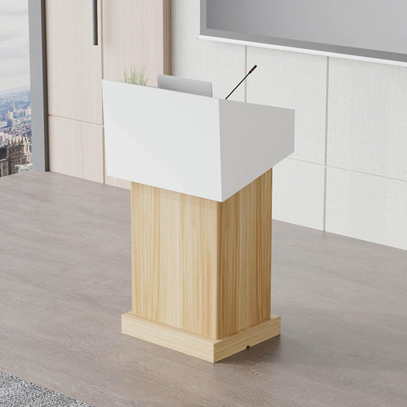 DUANHOZ Professional Wooden Podium Stand for Church, Classroom, Lecture, and Presentation, Portable and Modern Design for Various Events