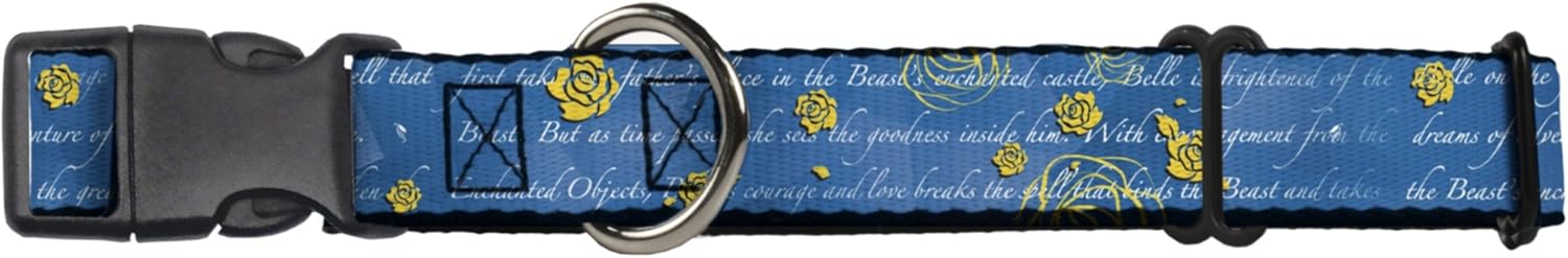 Buckle-Down Martingale Dog Collar - Beauty & the Beast Story Script - 1.5" Wide - Fits 16-23" Neck Size - Medium